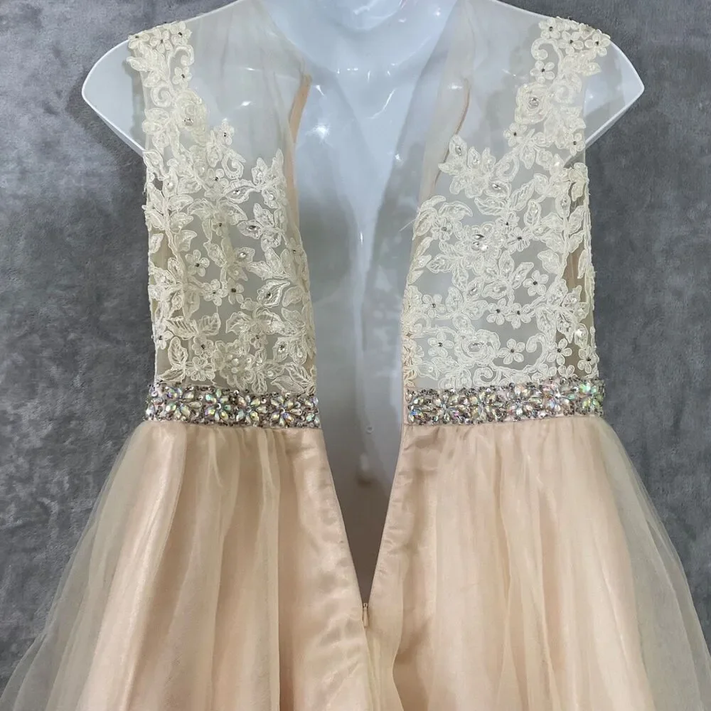 DANCING QUEEN Sequined Rhinestones short cocktail party Prom Dress XXL Ivory - Picture 4 of 10